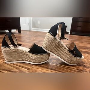 Viscata Barcelona Black Espadrille Wedge Sandals